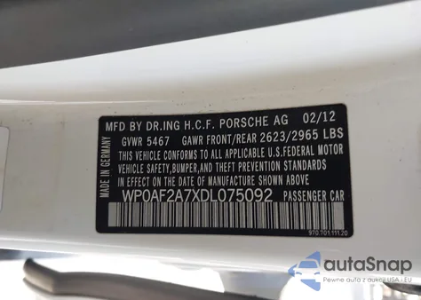 2013 Porsche Panamera Gts from USA, damaged, VIN WP0AF2A7XDL075092